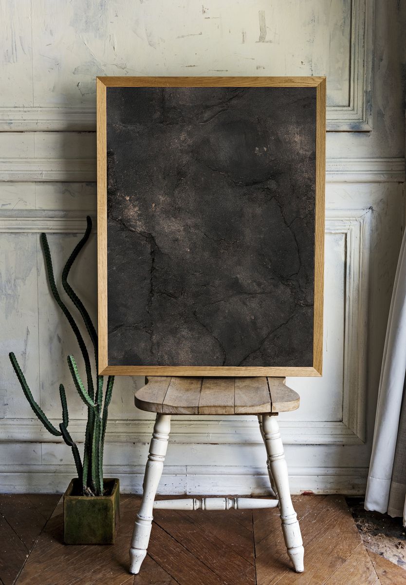 Charcoal Stone Texture Abstract Poster. — room view 1