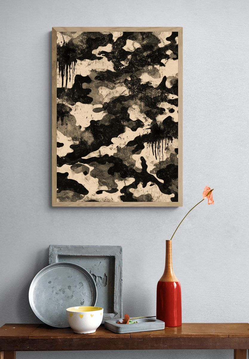 Camouflage Ink Abstract Poster. — room view 3