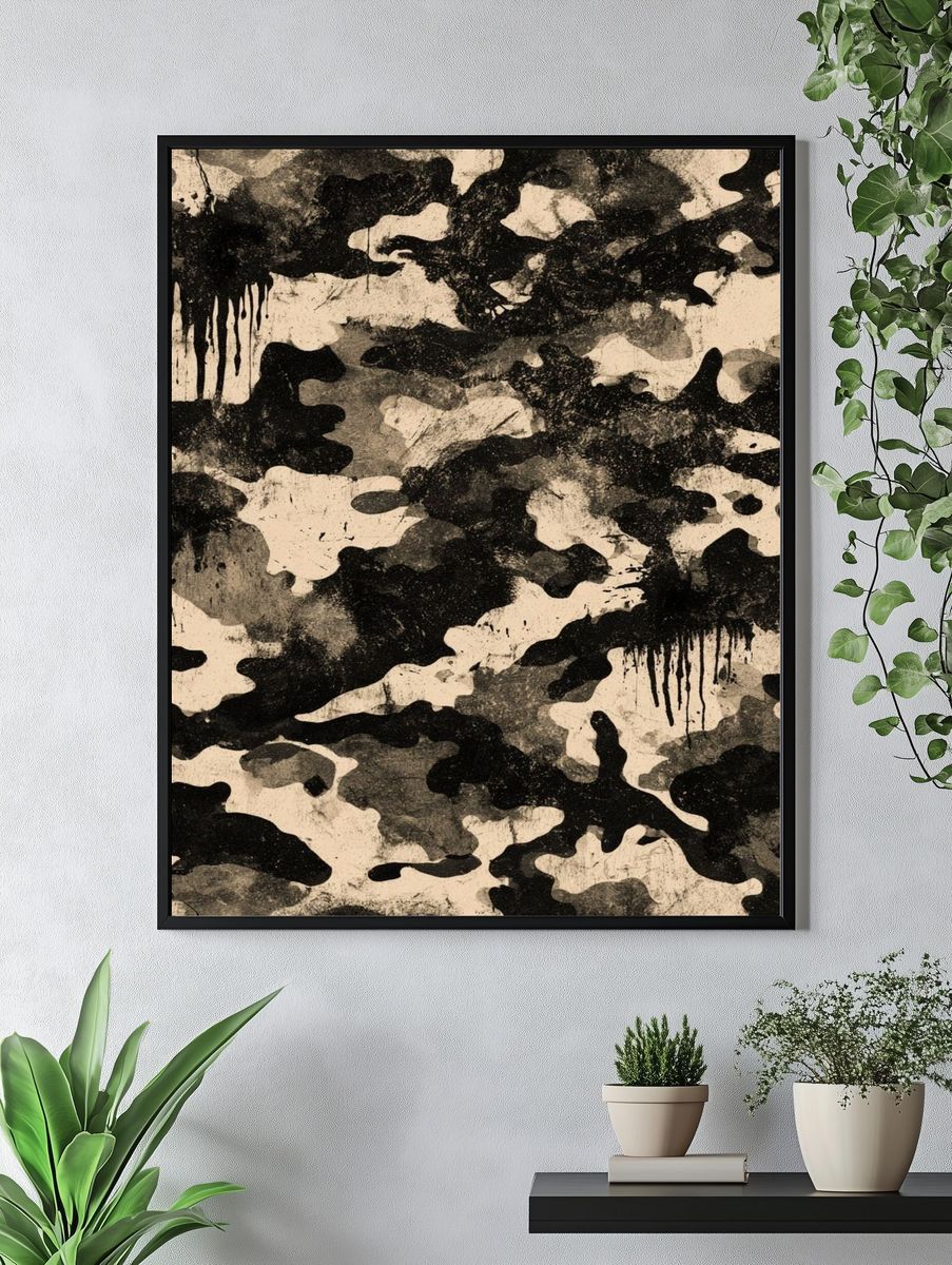 Camouflage Ink Abstract Poster. — room view 4