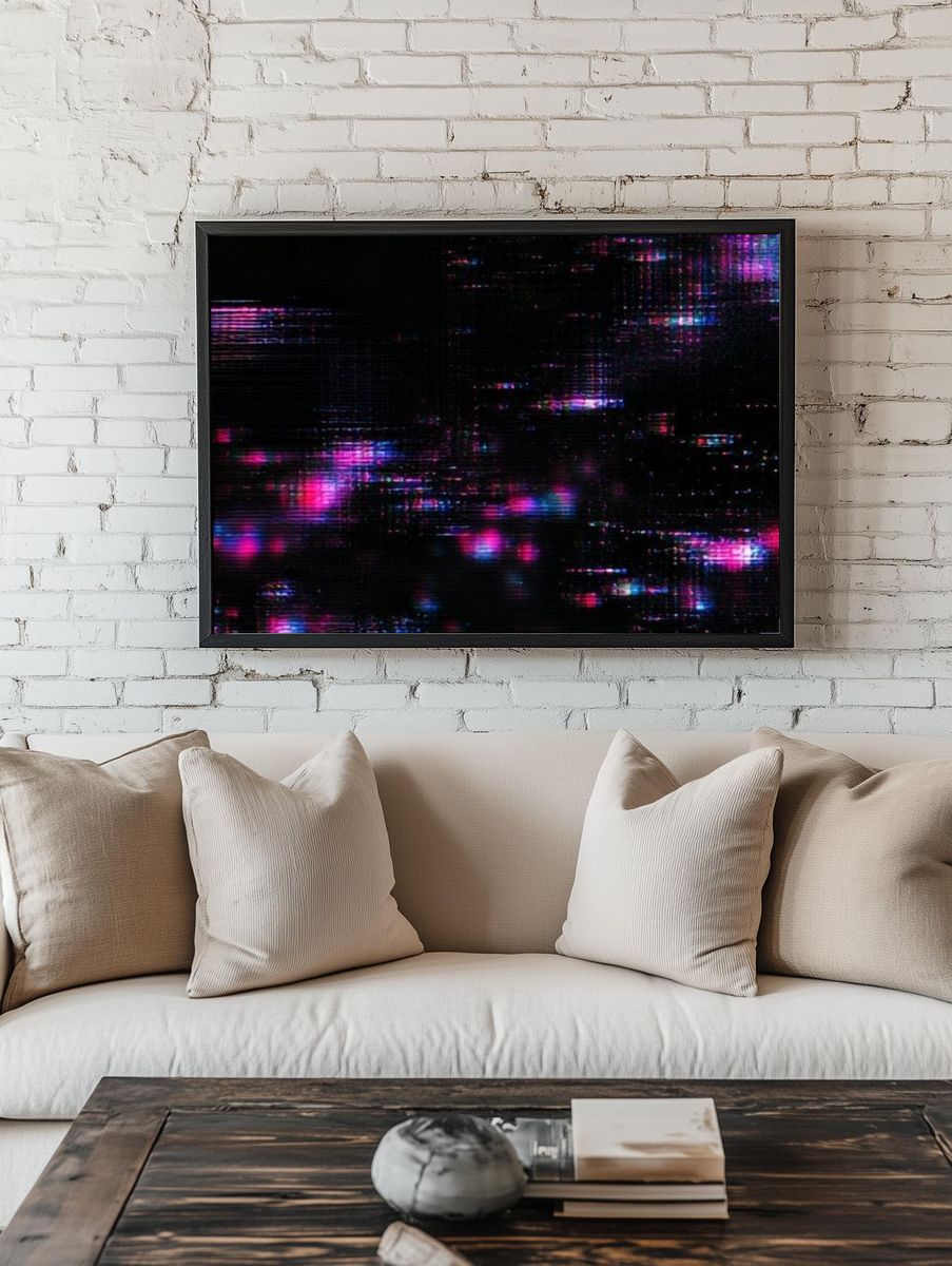 Neon Glitch Abstract Poster. — room view 1