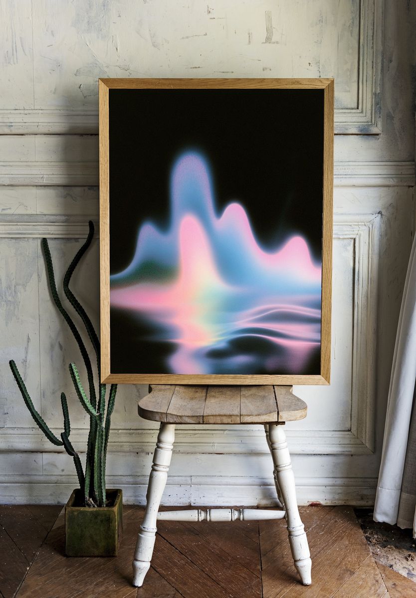 Neon Dreamscape Abstract Poster. room preview