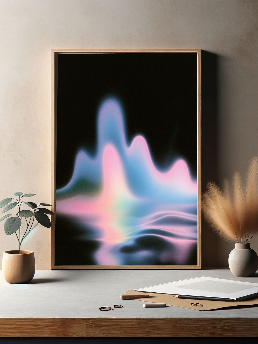 Neon Dreamscape Abstract Poster. — room view 2