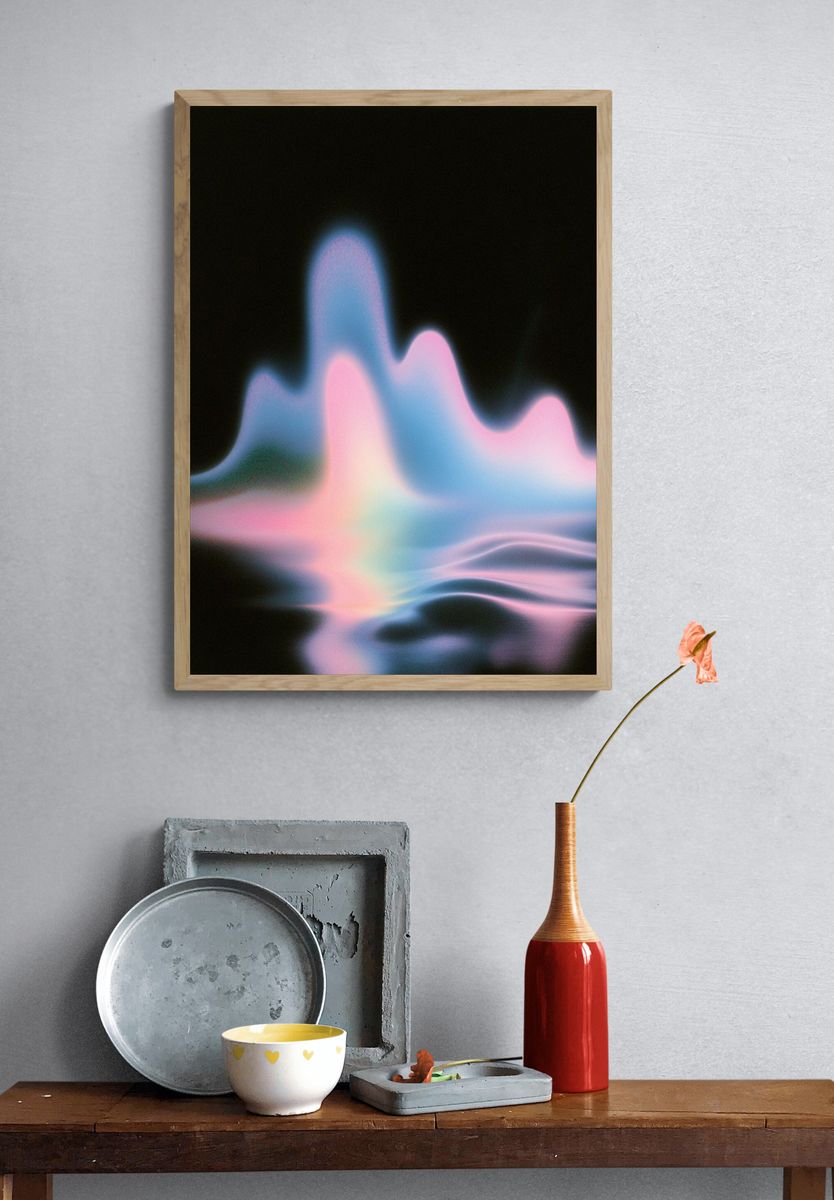 Neon Dreamscape Abstract Poster. — room view 3