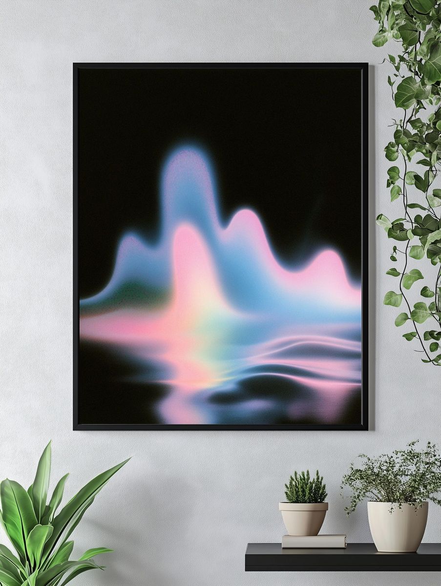 Neon Dreamscape Abstract Poster. — room view 4