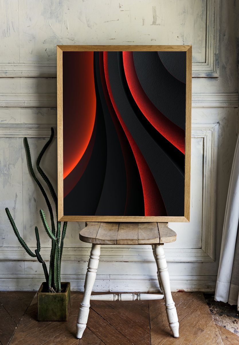 Crimson Arc Abstract Poster. — room view 1