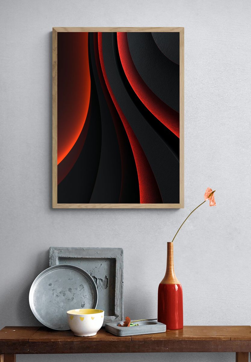 Crimson Arc Abstract Poster. — room view 3