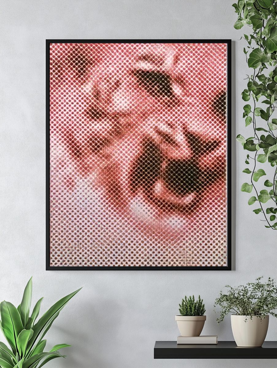 Abstract Halftone Floral Poster. — room view 4