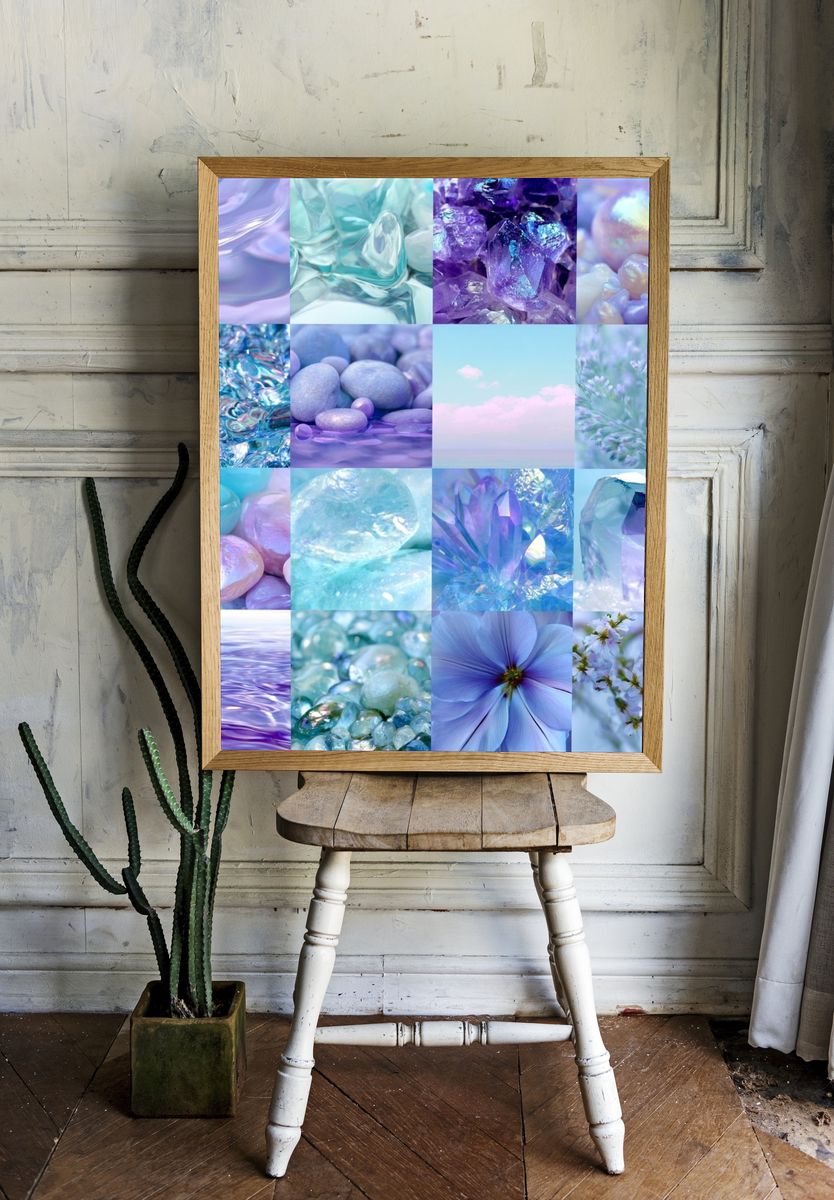 Pastel Crystal Collage Poster. — room view 1
