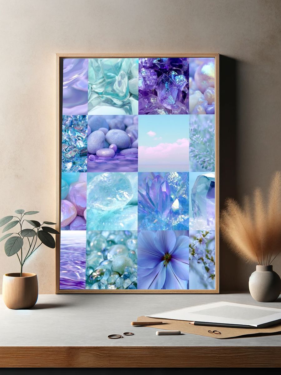 Pastel Crystal Collage Poster. — room view 2