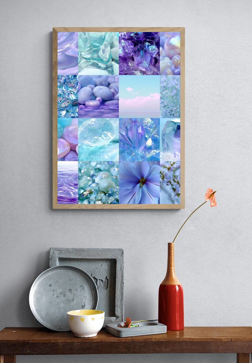 Pastel Crystal Collage Poster. — room view 3