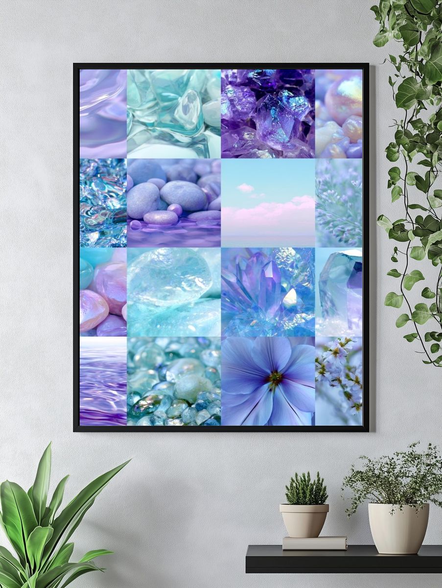 Pastel Crystal Collage Poster. — room view 4