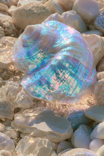 Iridescent Seashell Abstract Print. poster