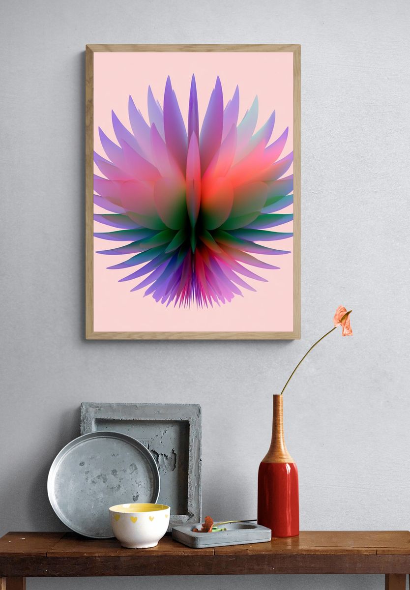Pastel Bloom Abstract Print. — room view 3