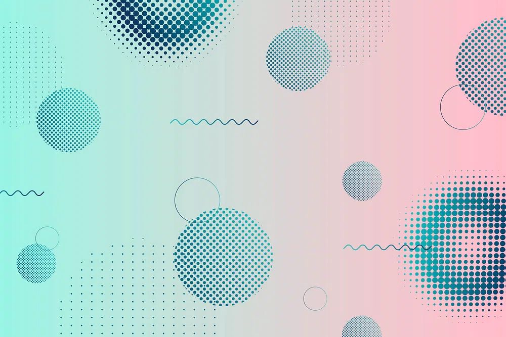 Geometric halftone blue pink background. poster detail
