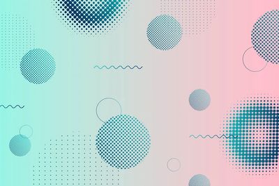 Geometric halftone blue pink background. poster print
