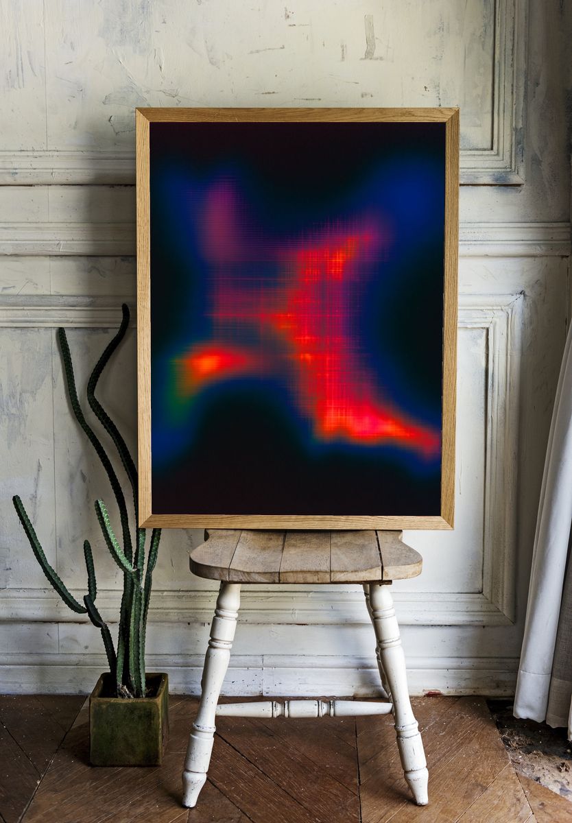 Neon Glitch Abstract Poster. — room view 1
