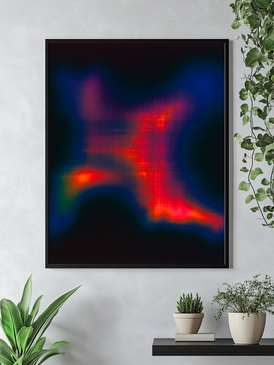 Neon Glitch Abstract Poster. — room view 4