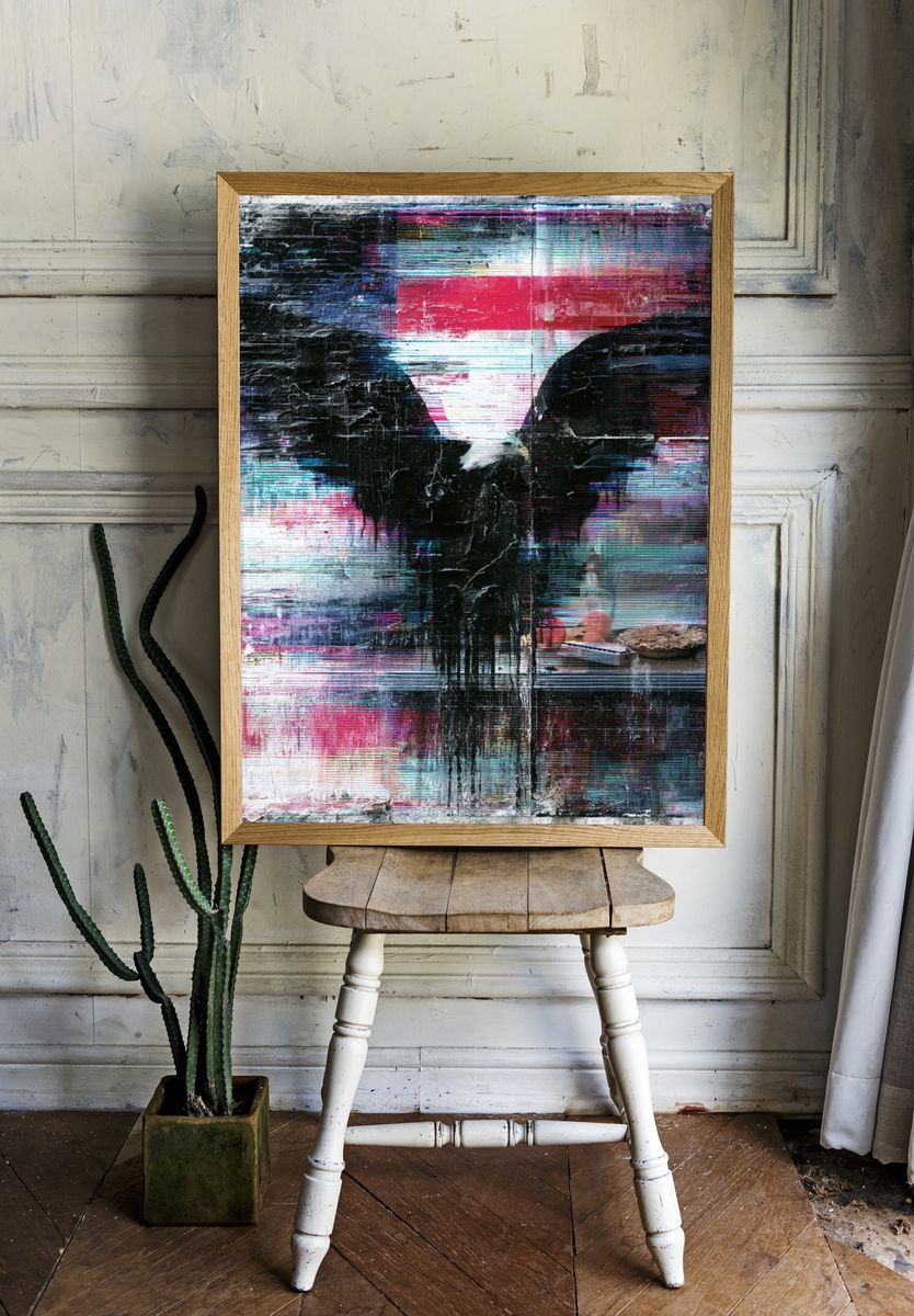 Glitch Wing Abstract Print. — room view 1