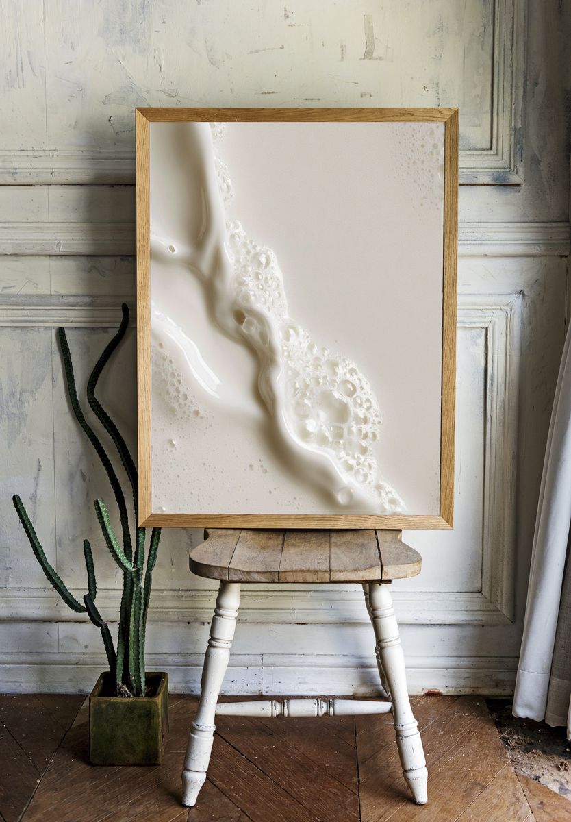 Cream Foam Abstract Print. — room view 1