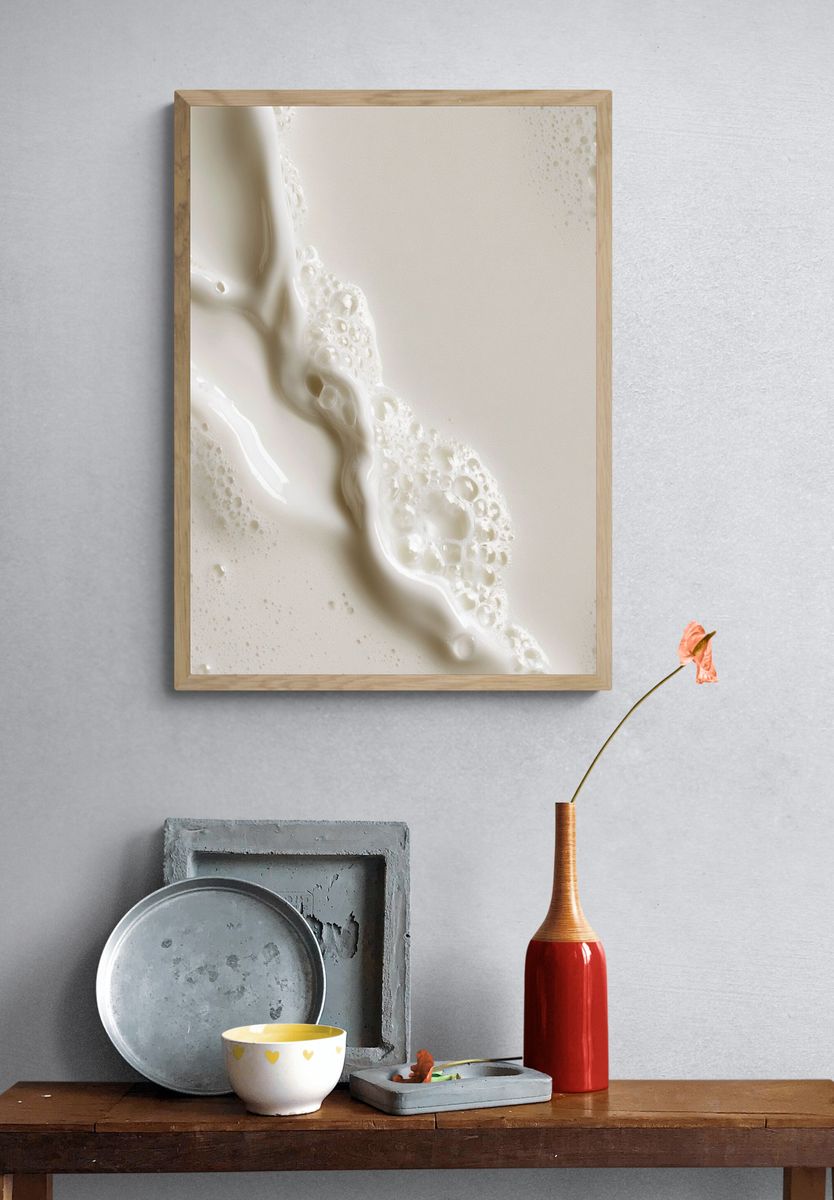 Cream Foam Abstract Print. — room view 3