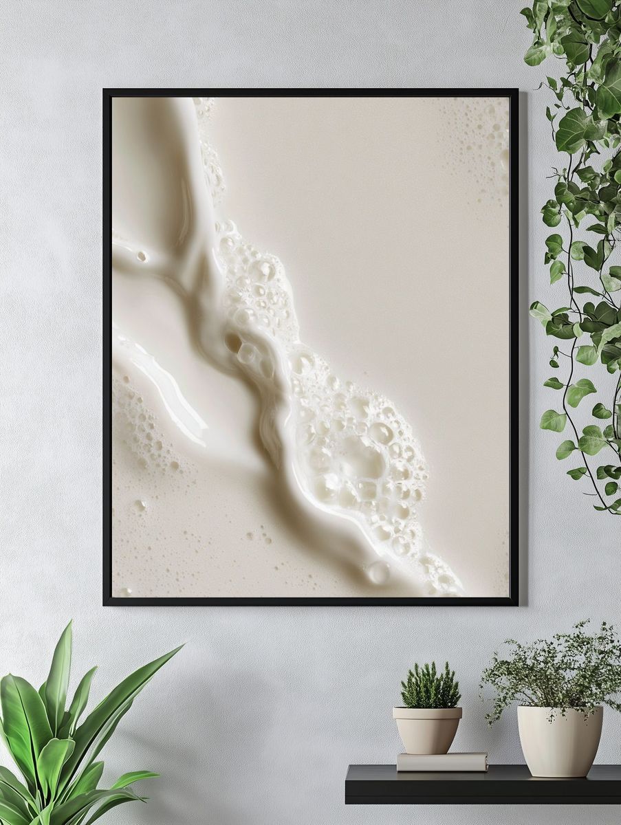 Cream Foam Abstract Print. — room view 4