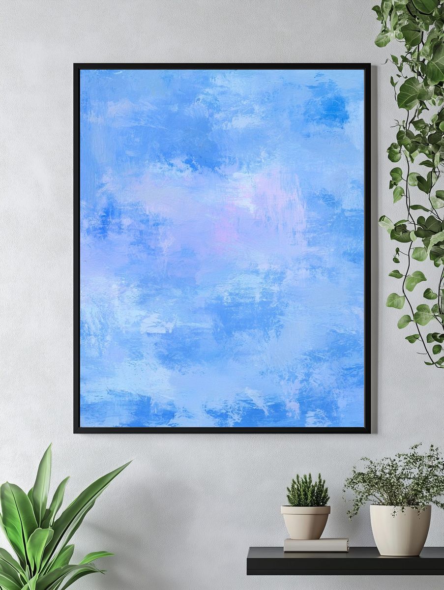 Soft Blue Cloudscape Abstract Poster. — room view 4