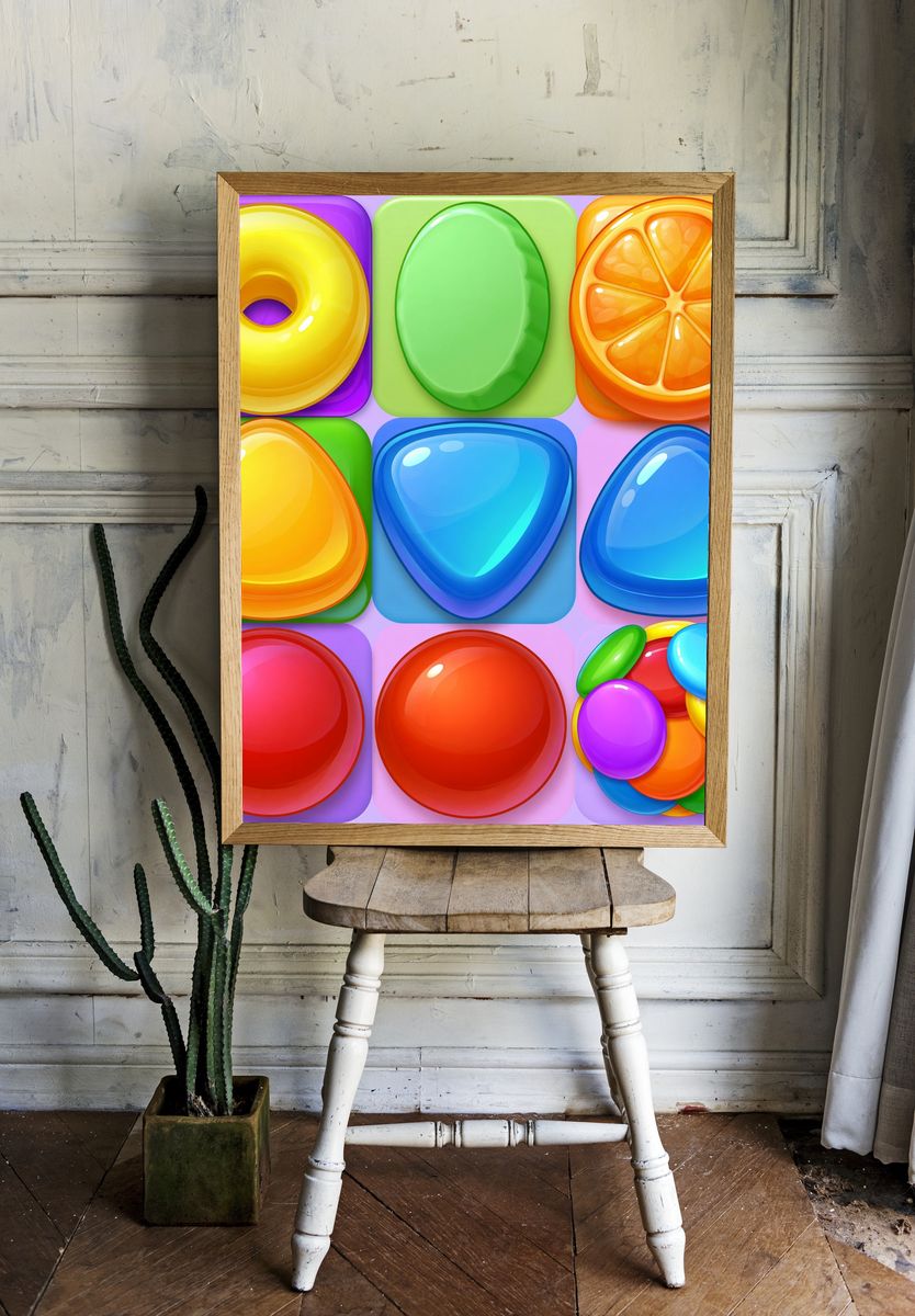 Colorful Candy Shapes Abstract Poster. room preview