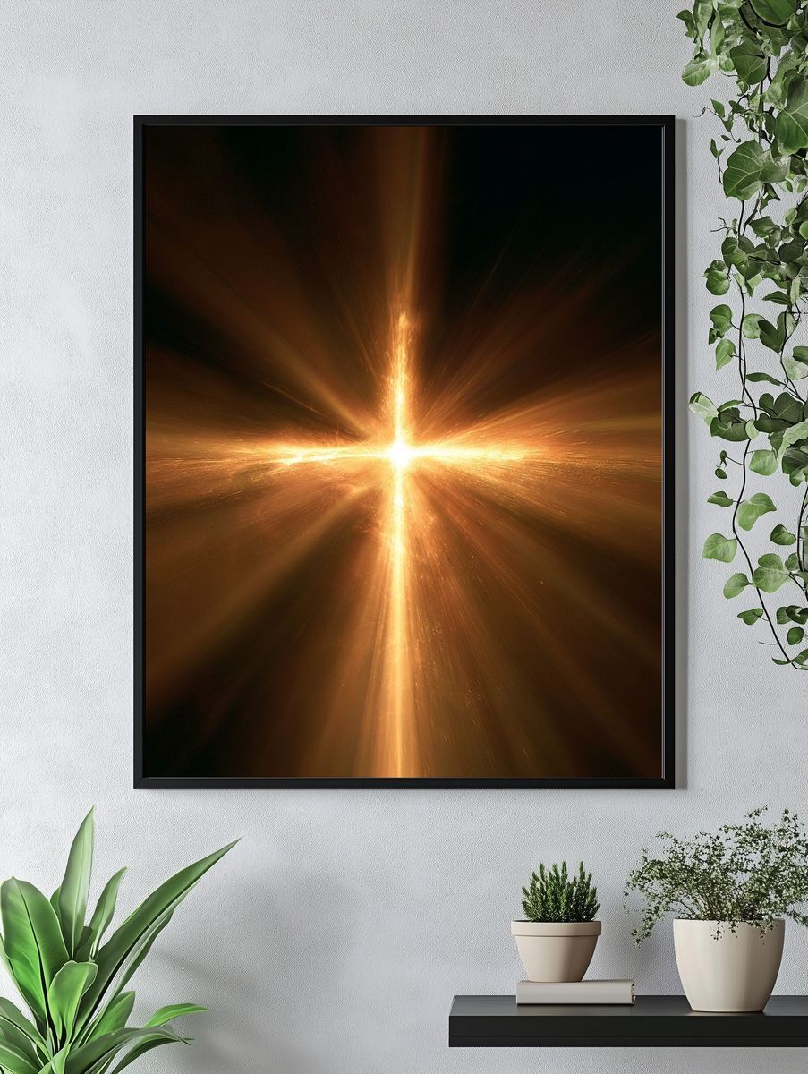 Golden Light Burst Abstract Poster. — room view 4