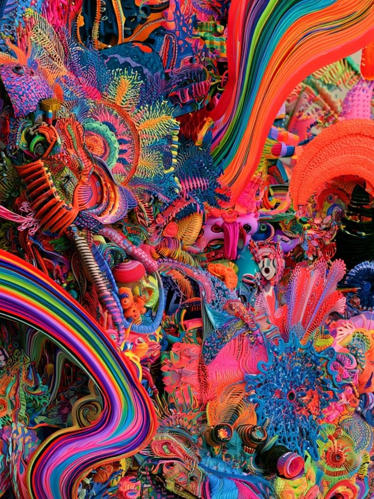 Neon Kaleidoscope Abstract Poster. poster detail