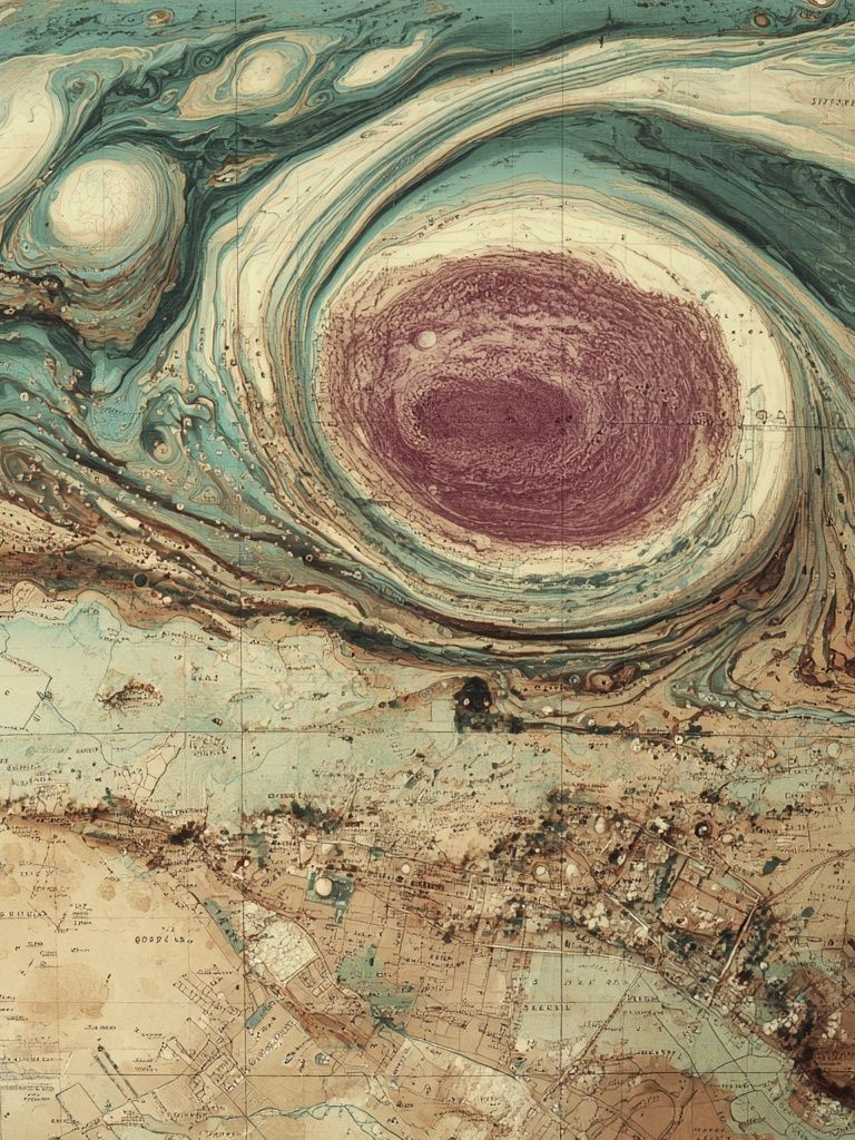 Jupiter Storm Vintage Print. poster — abstract art