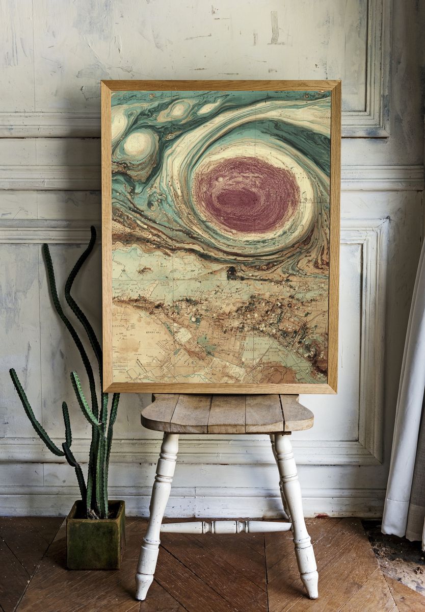 Jupiter Storm Vintage Print. room preview
