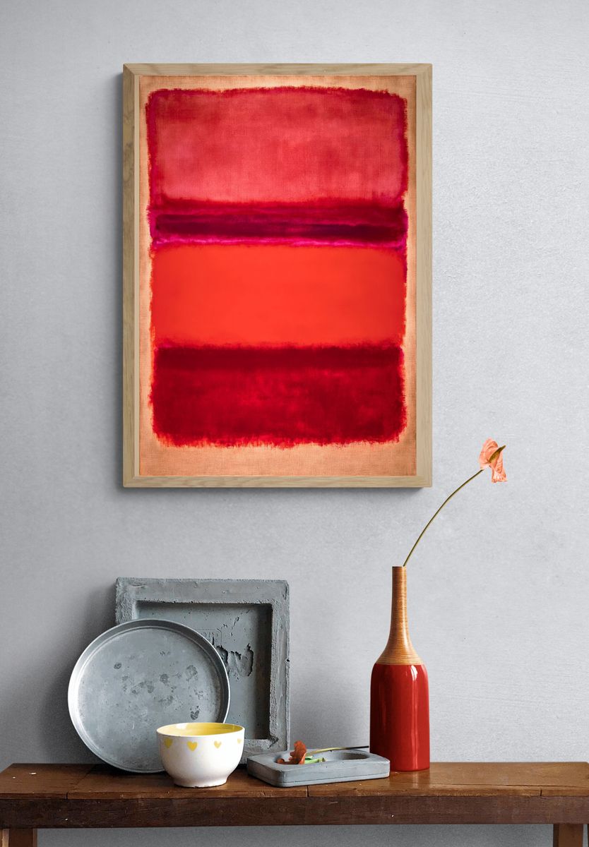 Crimson Horizon Abstract Poster. — room view 3