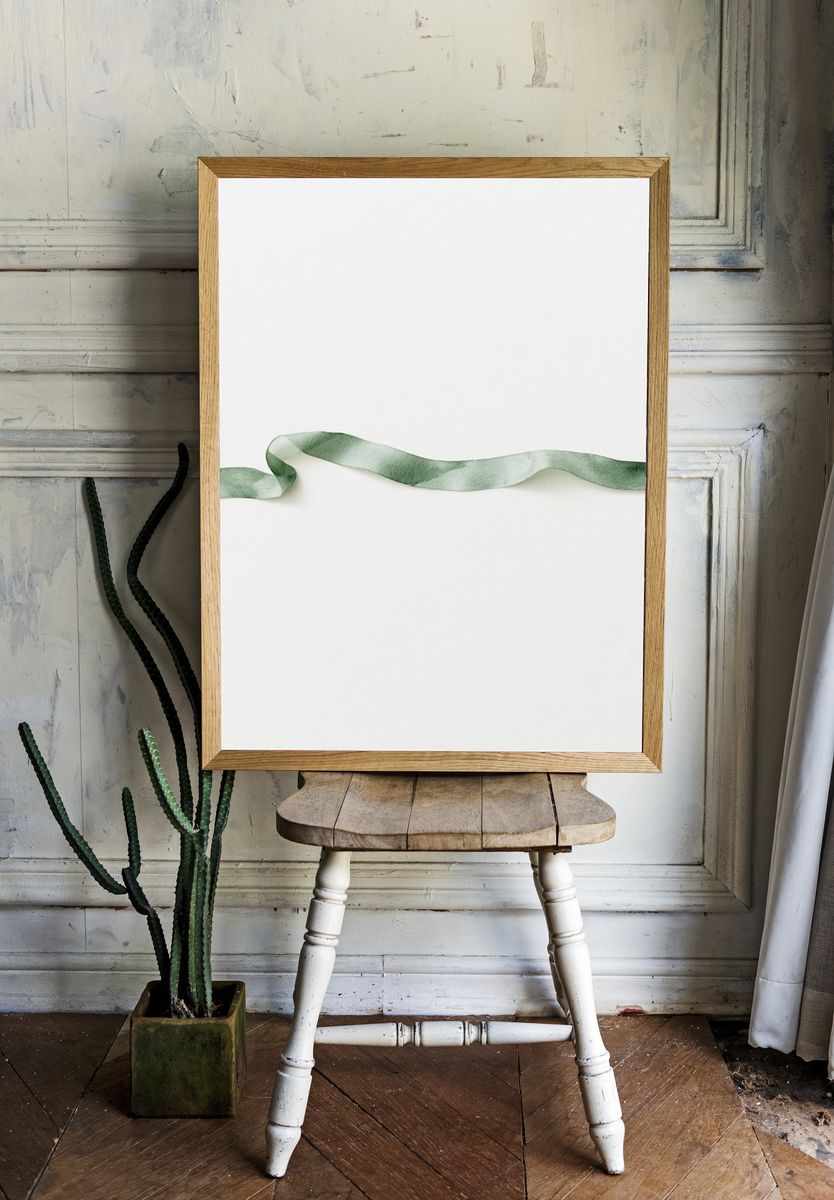 Sage Ribbon Watercolor Print. — room view 1