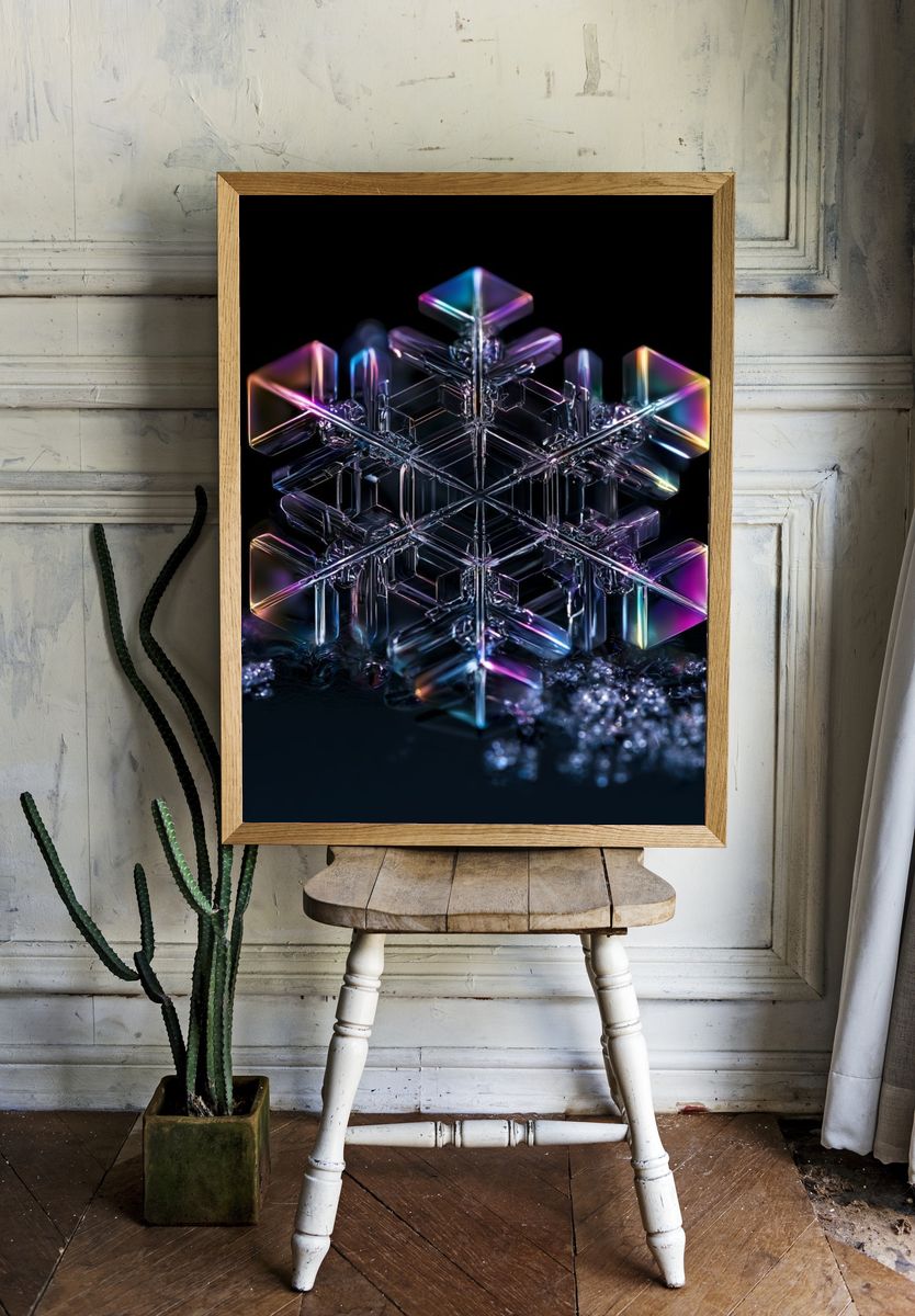 Prismatic Crystal Snowflake Poster. — room view 1