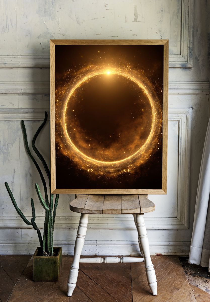 Golden Eclipse Abstract Poster room preview