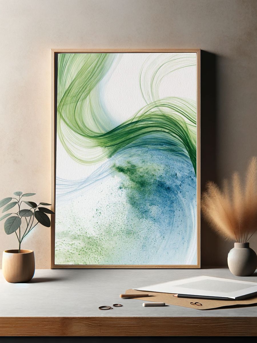 Verdant Flow Abstract Print. — room view 2