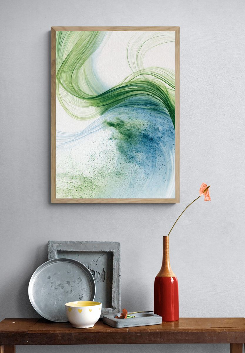Verdant Flow Abstract Print. — room view 3