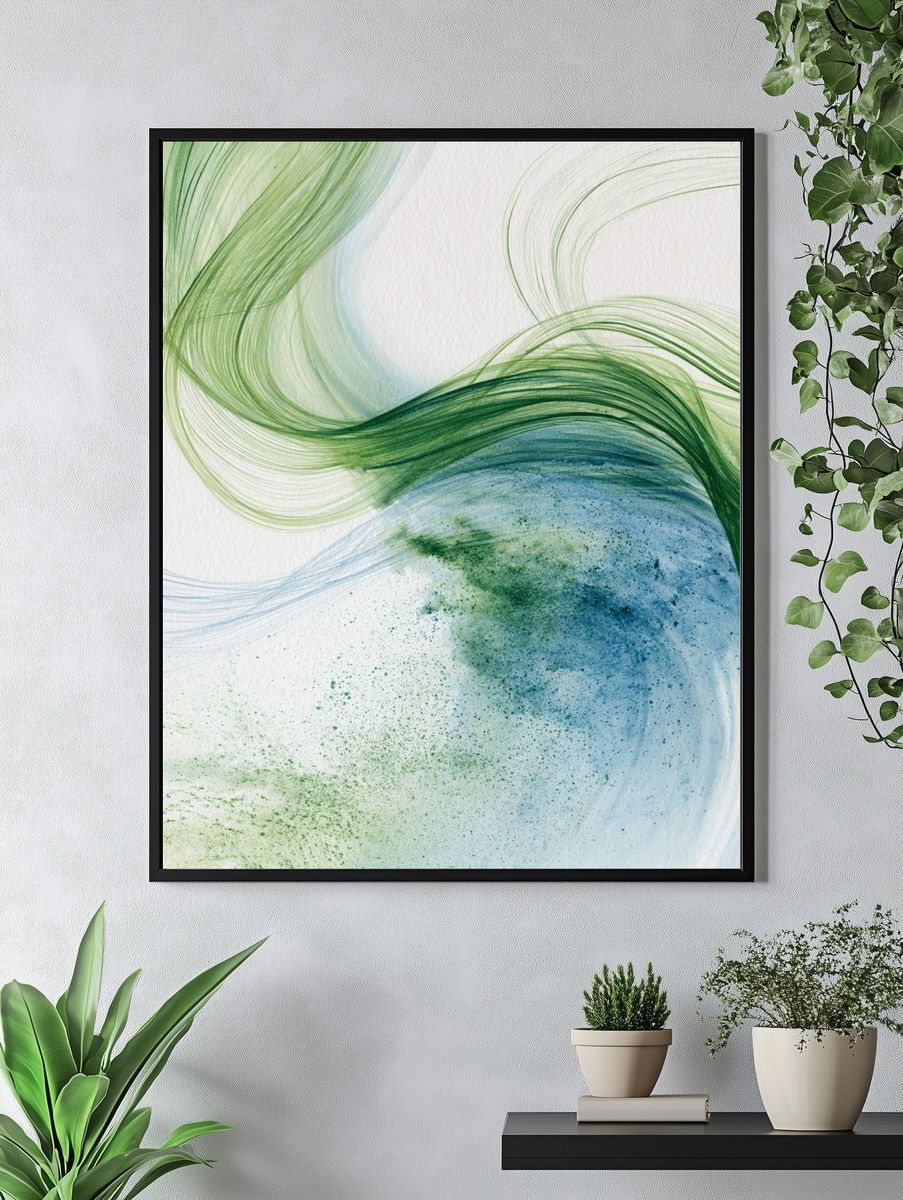 Verdant Flow Abstract Print. — room view 4