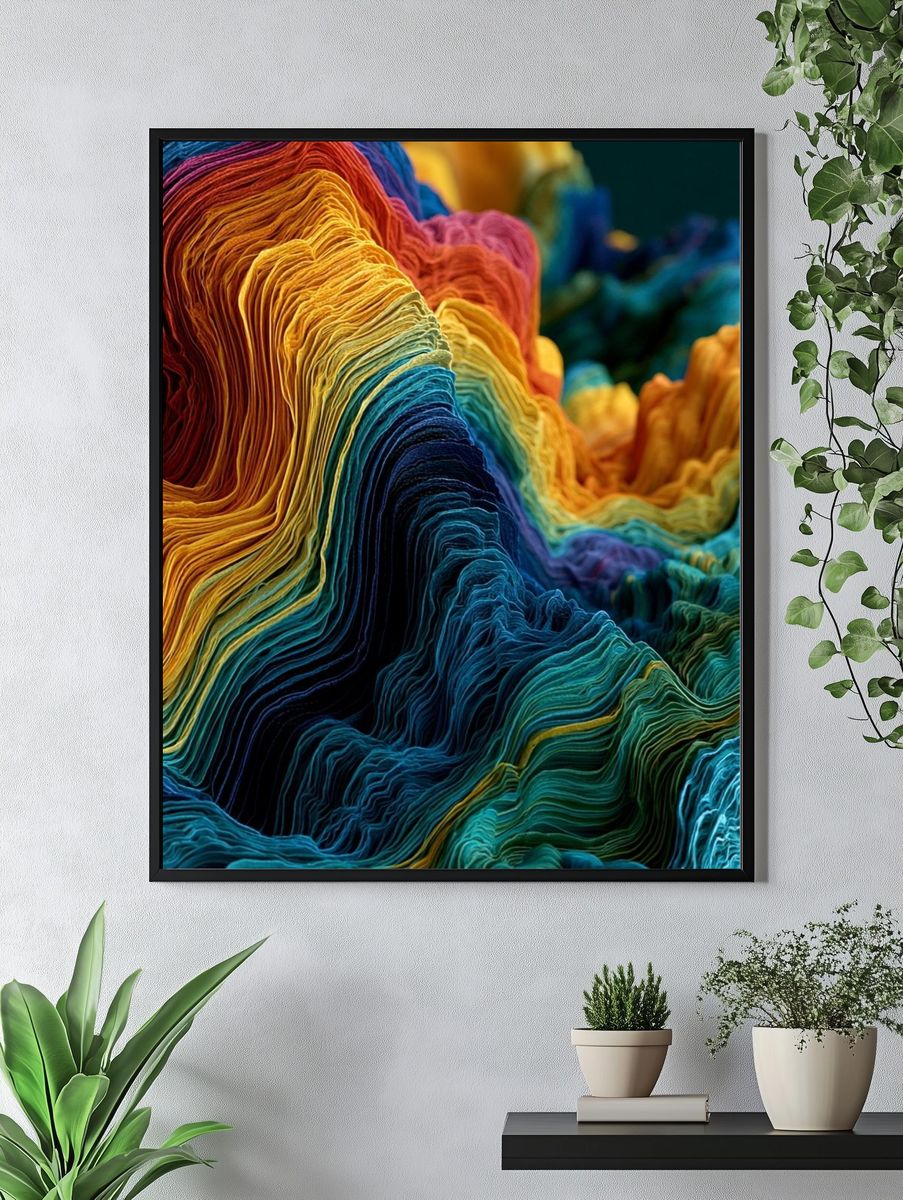 Rainbow Textured Abstract Poster. — room view 4