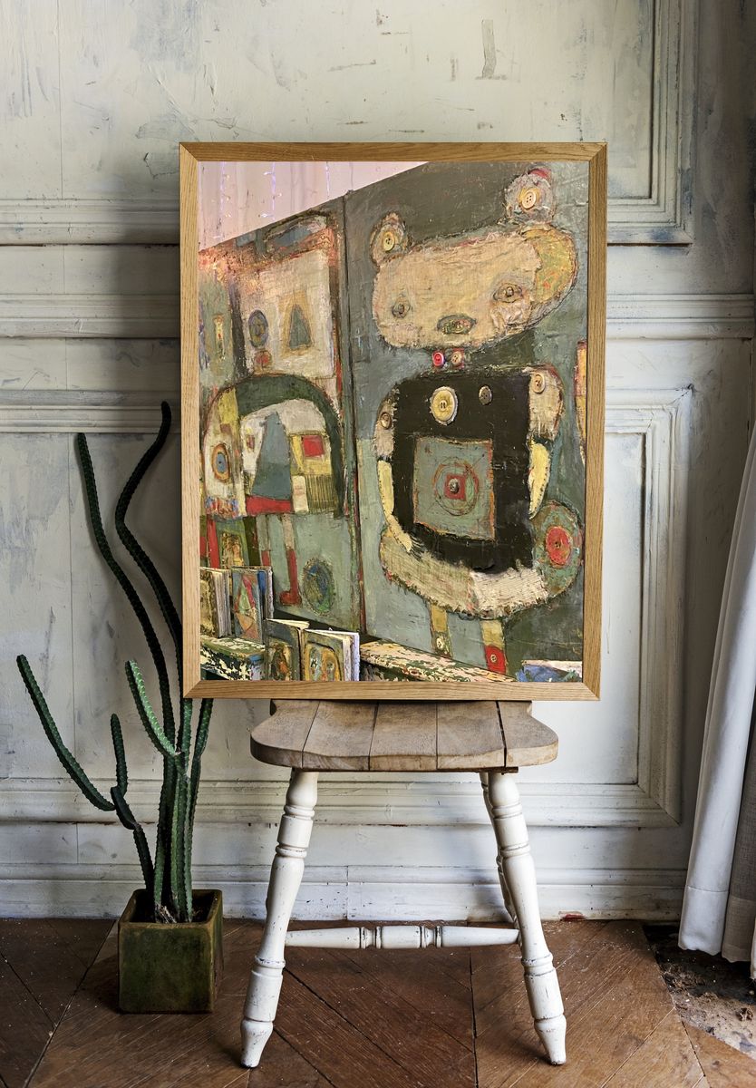 Textured Abstract Faces Poster. room preview