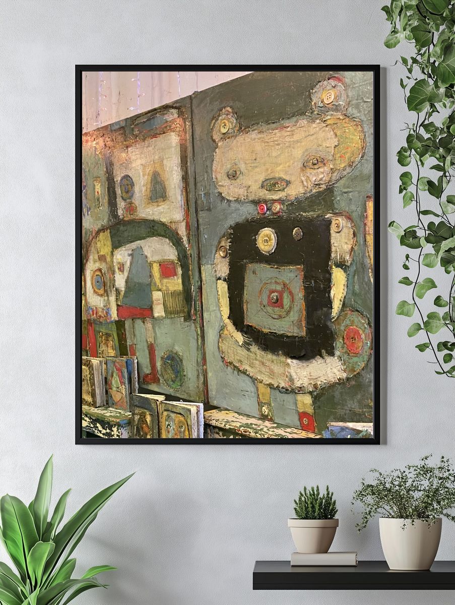 Textured Abstract Faces Poster. — room view 4