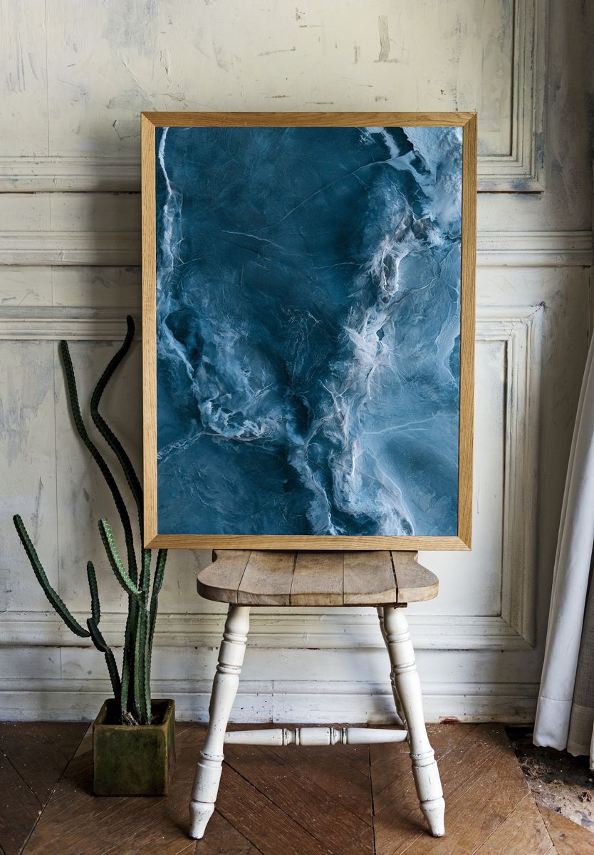 Glacial Blue Abstract Poster. — room view 1