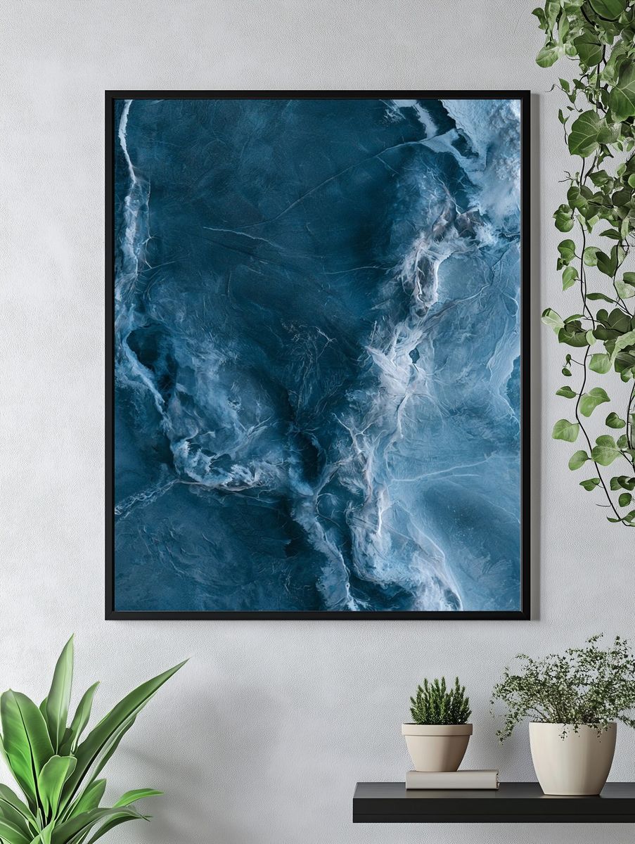 Glacial Blue Abstract Poster. — room view 4