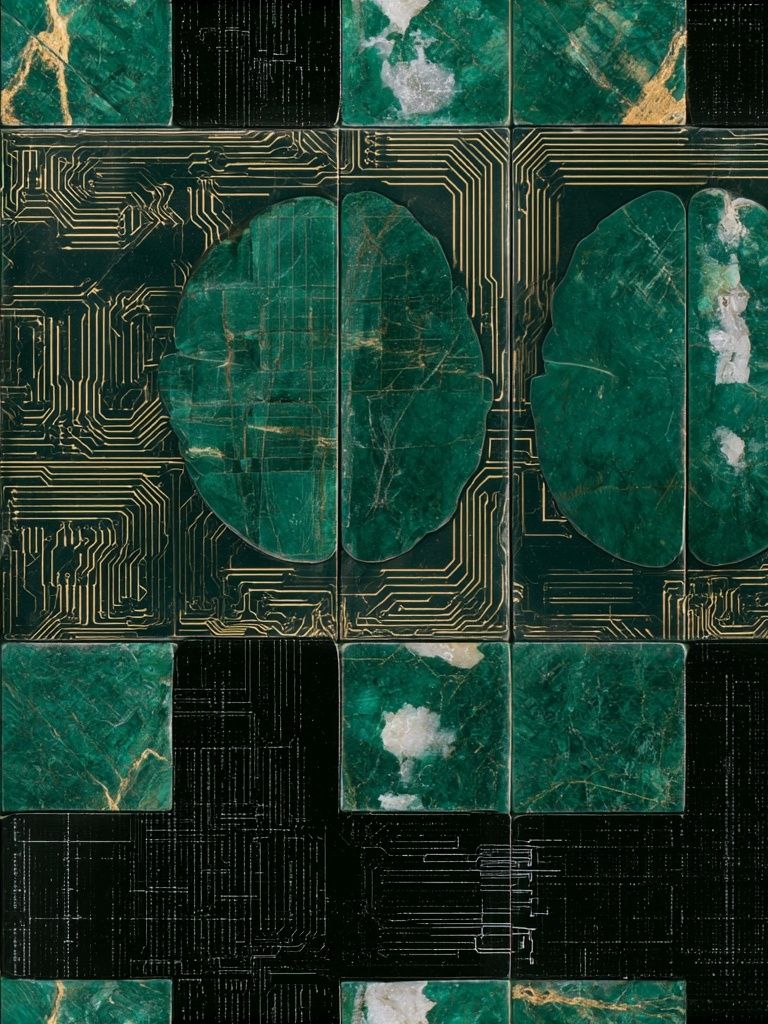 Emerald Circuit Mosaic Poster. poster detail