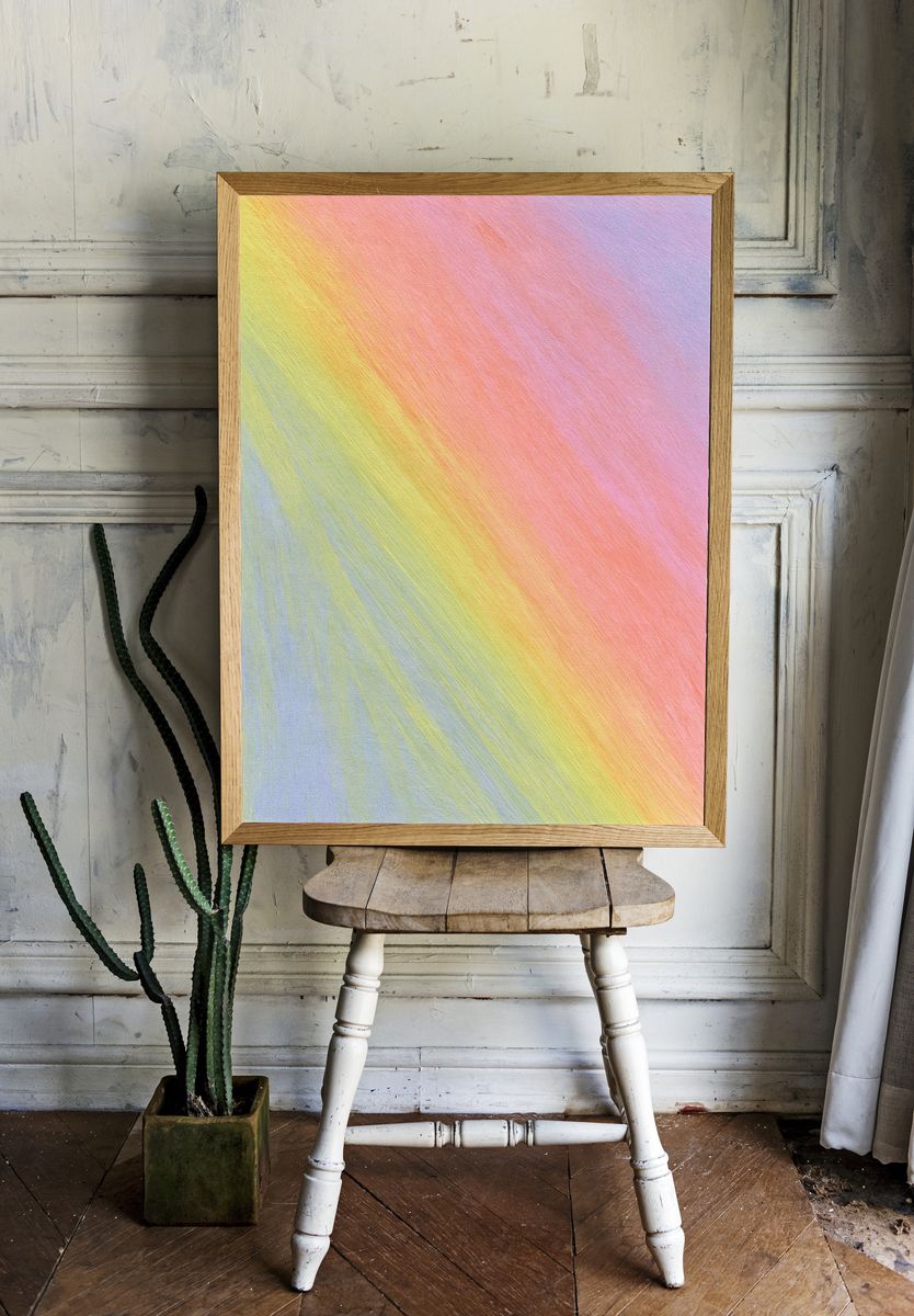 Pastel Rainbow Gradient Abstract Poster. — room view 1