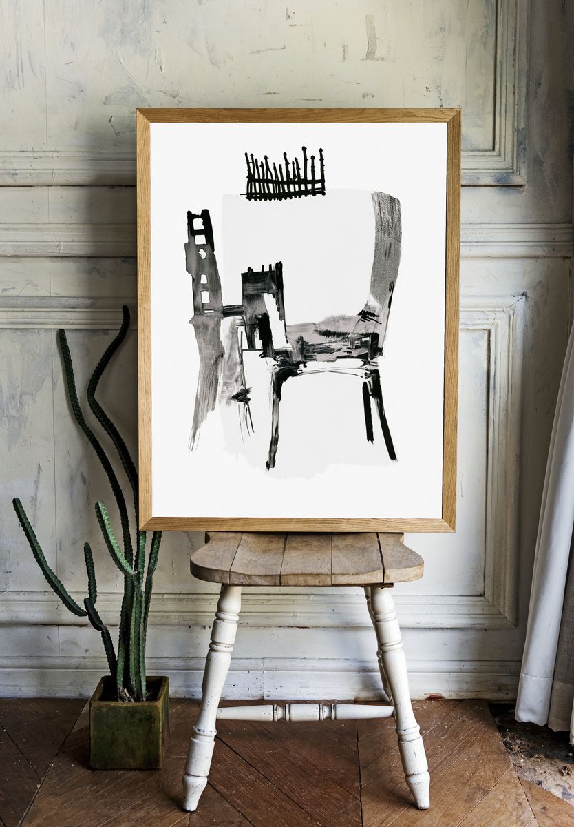 Abstract Chair Ink Poster. — room view 1