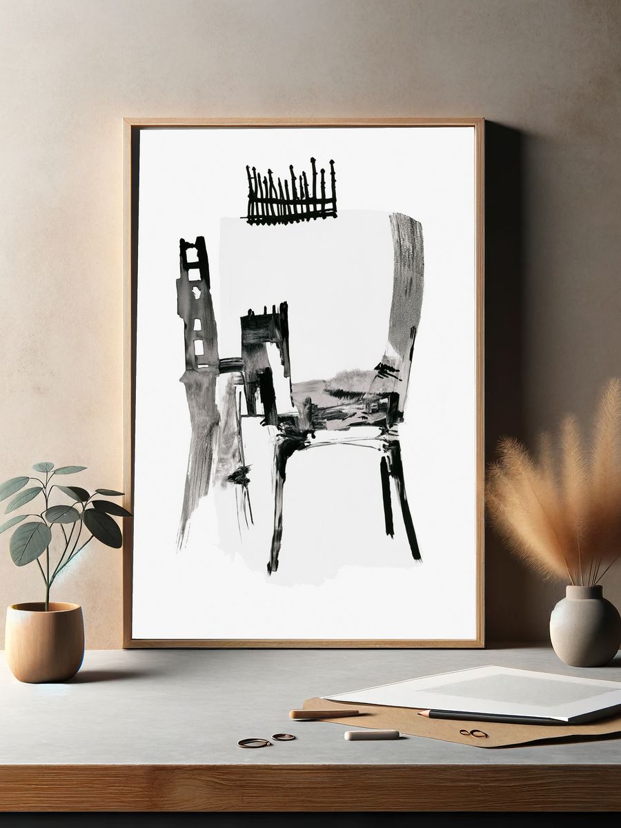 Abstract Chair Ink Poster. — room view 2