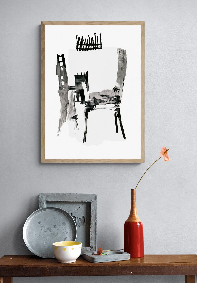 Abstract Chair Ink Poster. — room view 3
