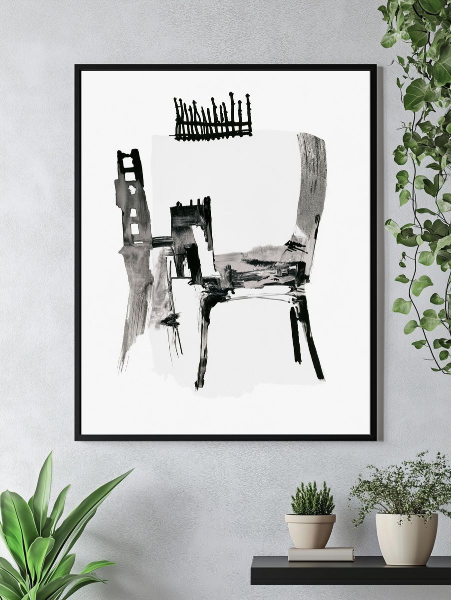 Abstract Chair Ink Poster. — room view 4