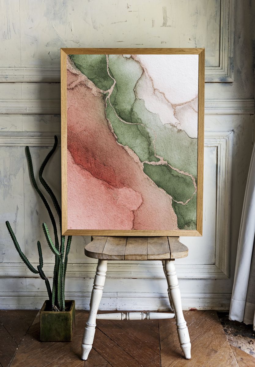 Botanical Marble Abstract Print room preview